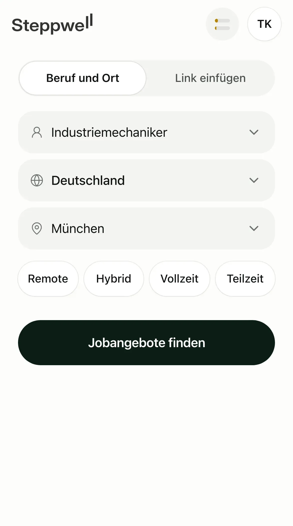 Jobangebote finden in der App, mit Orten in Deutschland, Österreich, der Schweiz und Liechtenstein.