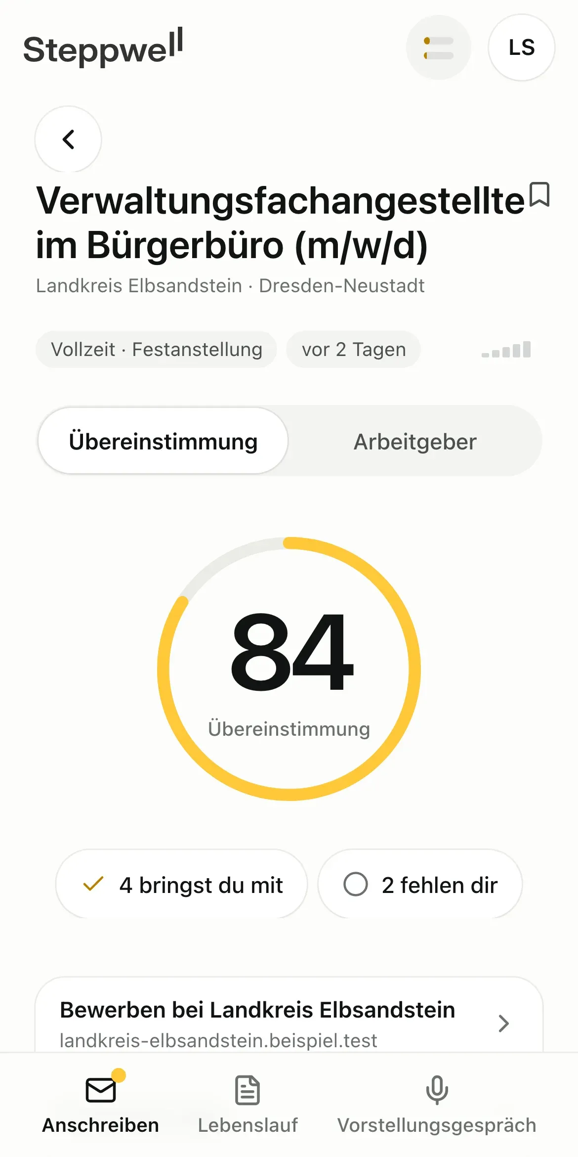 Was du für das Jobangebot mitbringst und was noch fehlt.