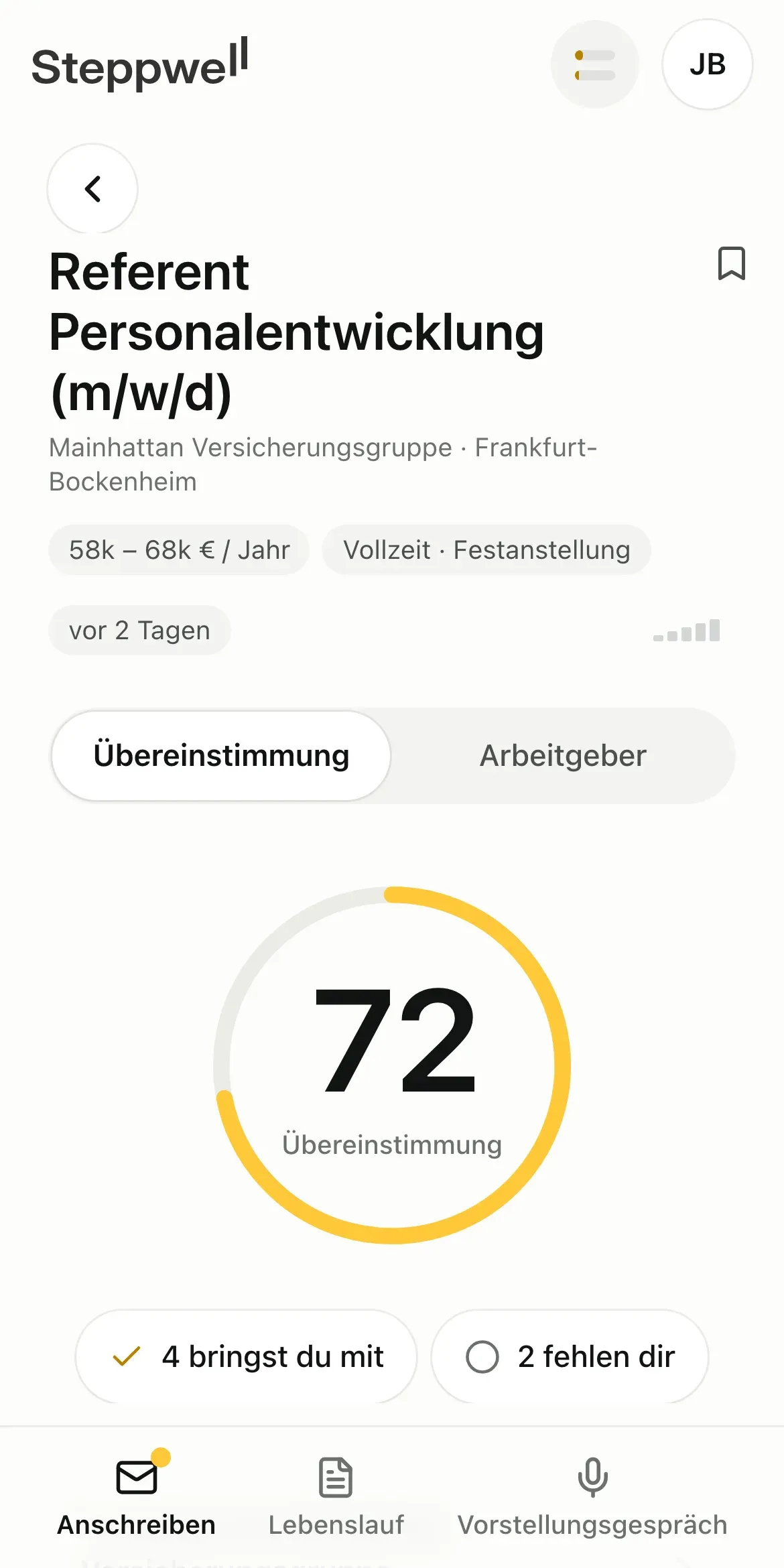 Was du für das Jobangebot mitbringst und was noch fehlt.