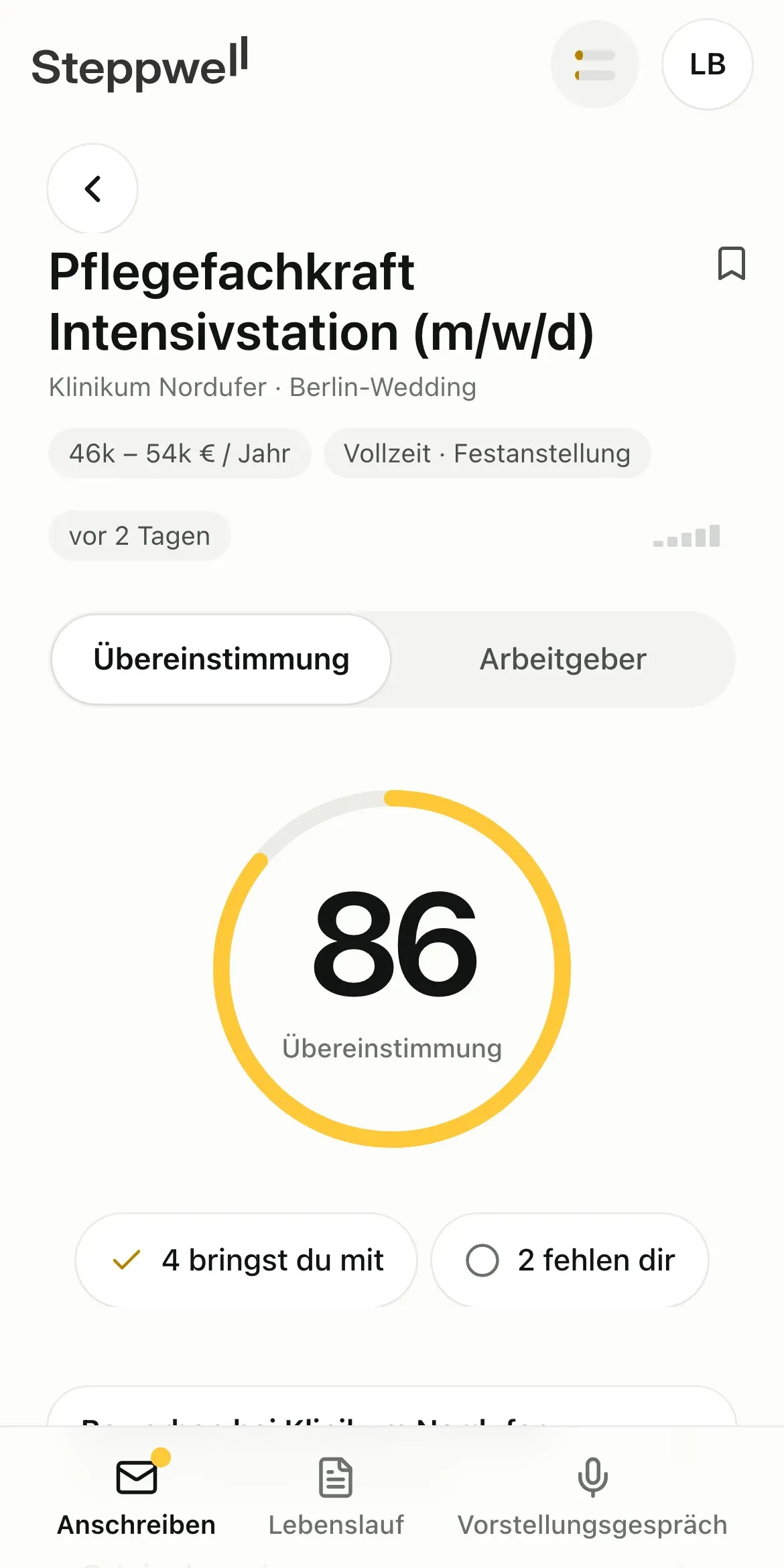 Was du für das Jobangebot mitbringst und was noch fehlt.