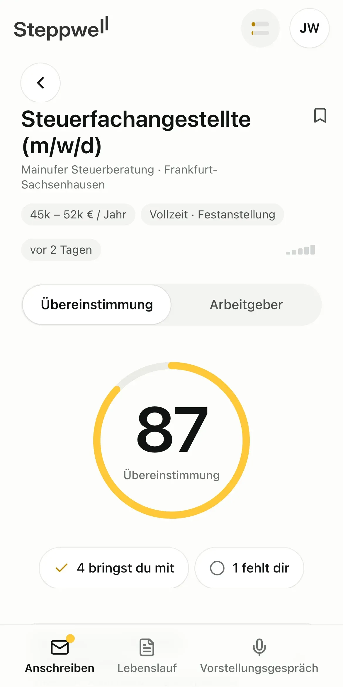 Was du für das Jobangebot mitbringst und was noch fehlt.