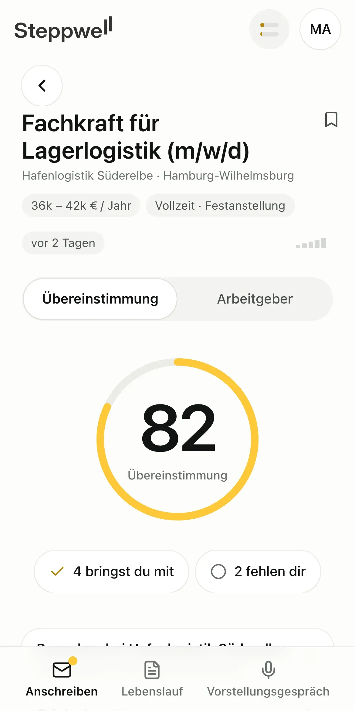 Was du für das Jobangebot mitbringst und was noch fehlt.