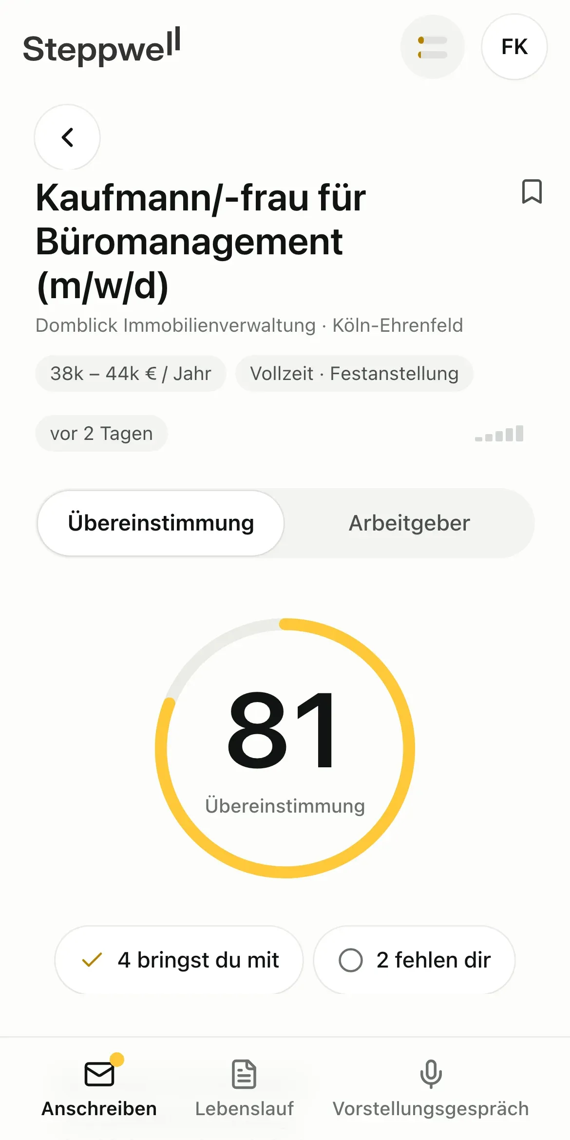 Was du für das Jobangebot mitbringst und was noch fehlt.