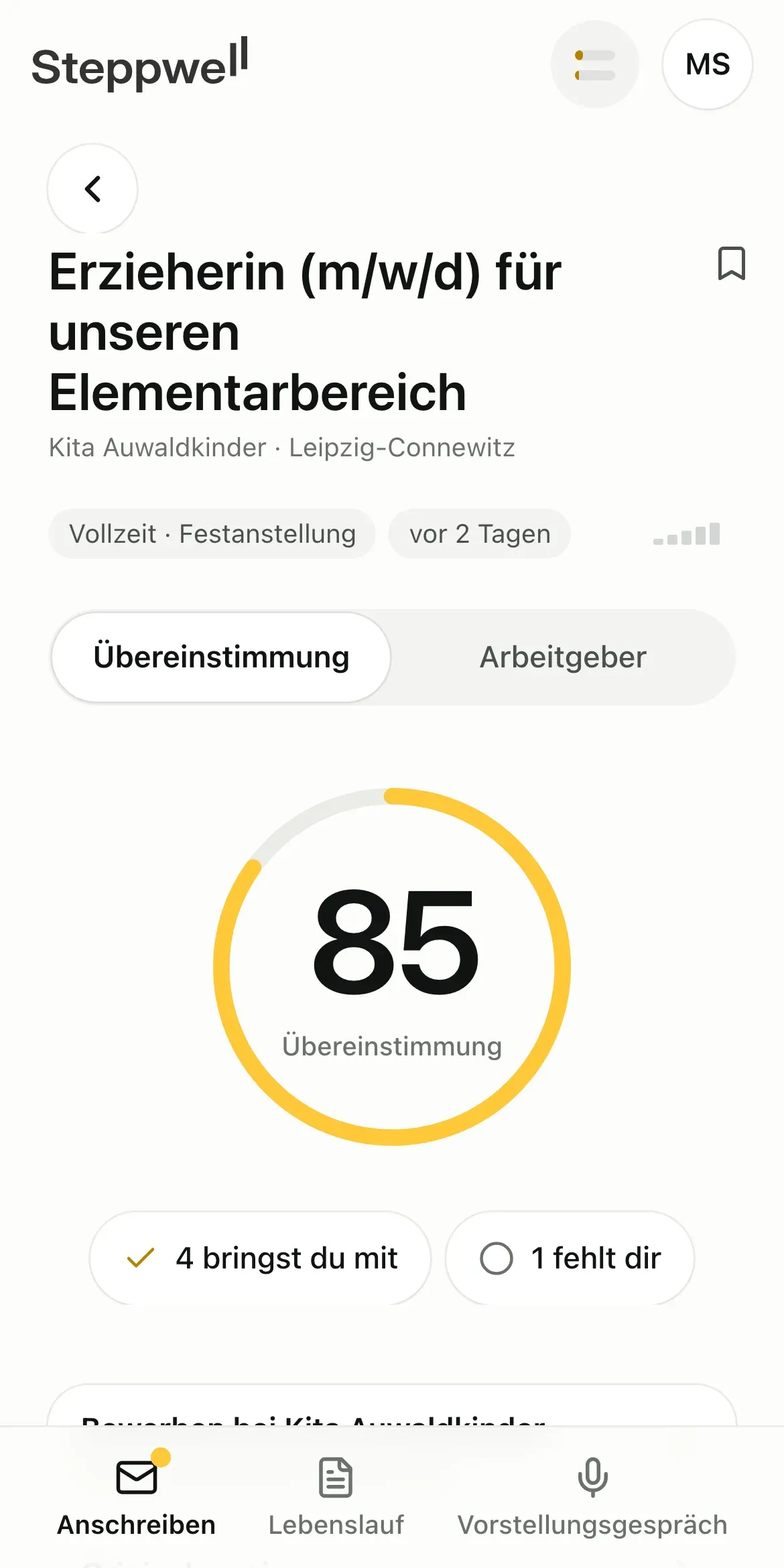 Was du für das Jobangebot mitbringst und was noch fehlt.