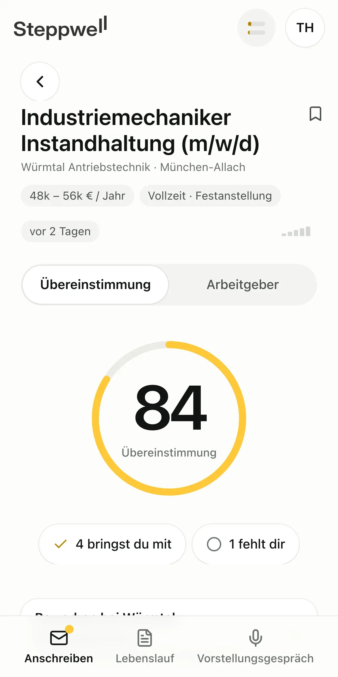 Was du für das Jobangebot mitbringst und was noch fehlt.