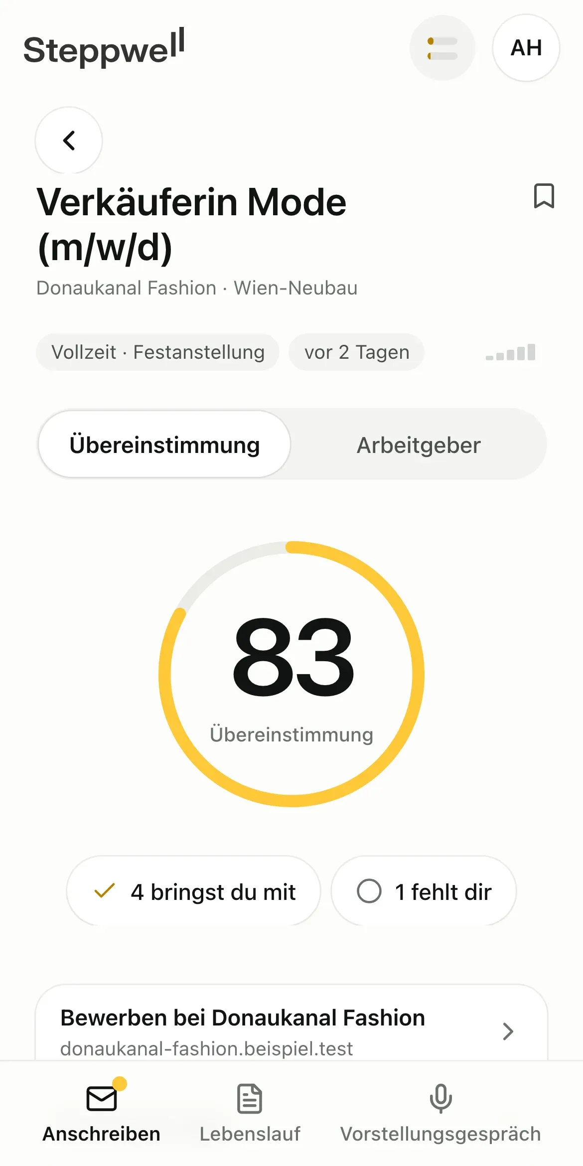 Was du für das Jobangebot mitbringst und was noch fehlt.