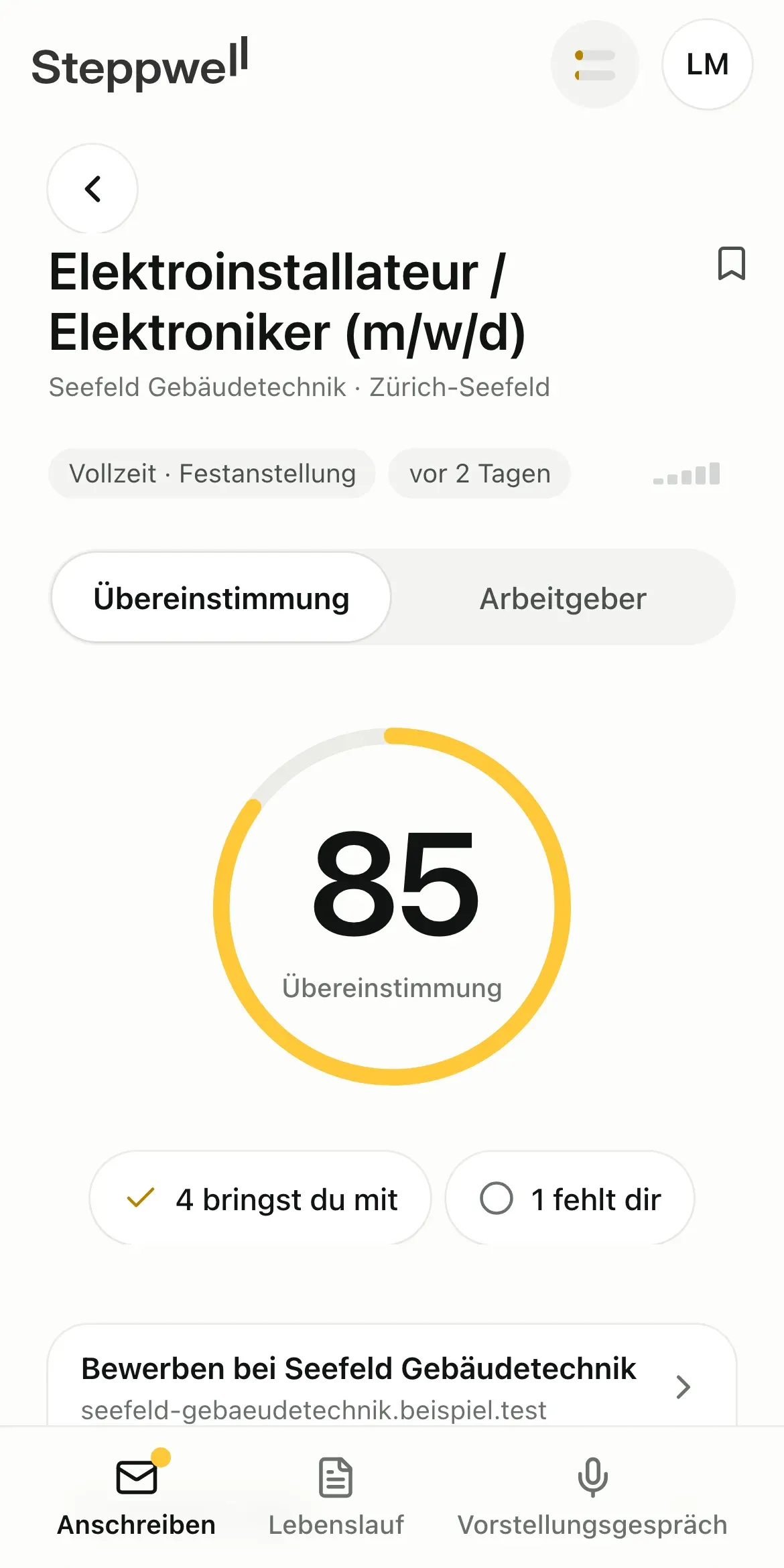 Was du für das Jobangebot mitbringst und was noch fehlt.