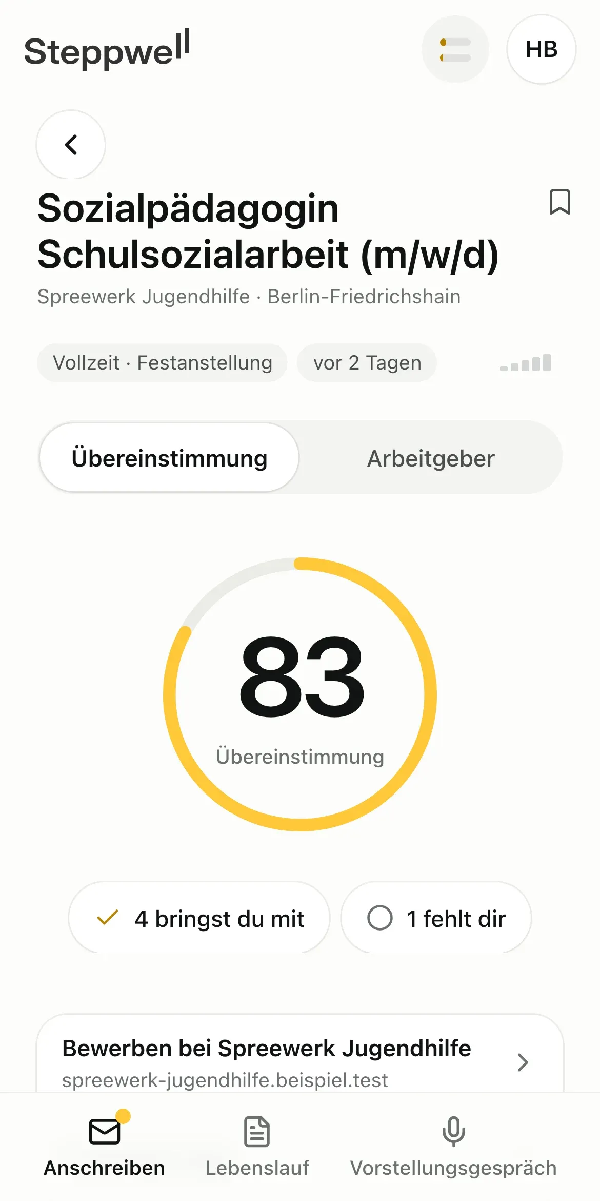 Was du für das Jobangebot mitbringst und was noch fehlt.